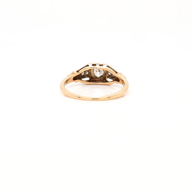 Metal Edwardian 14k Yellow & White Gold Five Stone Old European Cut Diamond Ring For Sale - Image 7 of 11