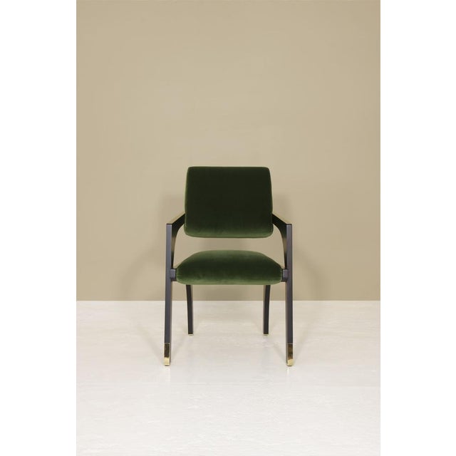 Arches Dining Chair in Green Cotton Velvet by InsidherLand For Sale - Image 6 of 13