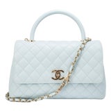 Chanel Coco Handle Medium Flap Caviar Leather Light Blue Gold-Tone Hardware Bag For Sale