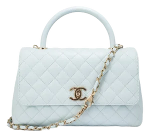 Chanel Coco Handle Medium Flap Caviar Leather Light Blue Gold-Tone Hardware Bag