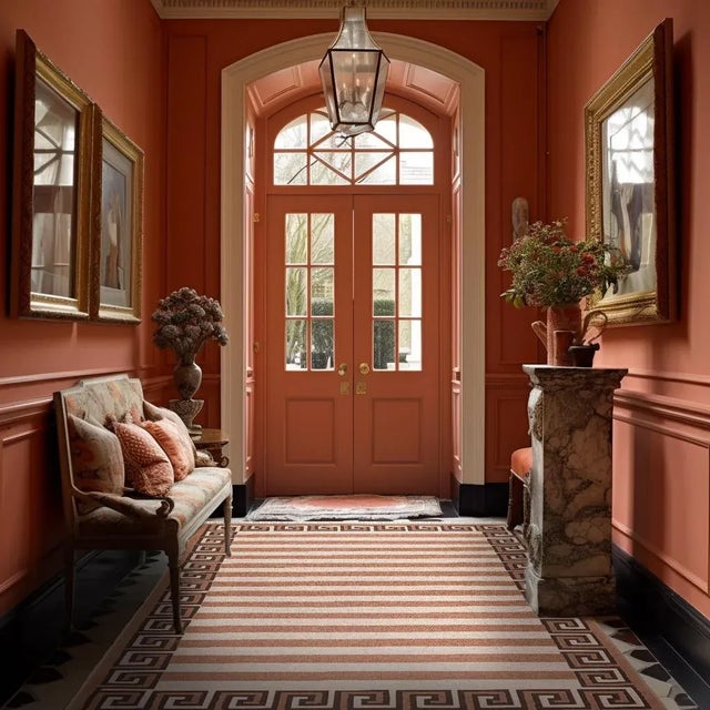 Part & Parcel Goods Wool Stripe Rug, 10' x 14', Bisque, Topaz and Chocolate For Sale In Charlotte - Image 6 of 6