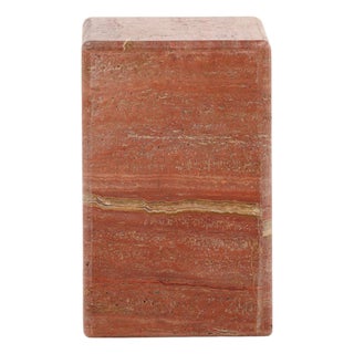 Modern Red Travertine Block Side Table For Sale