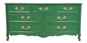 Kindel Furniture French Provincial Louis XV Green Lacquered Dresser, Newly Refinished