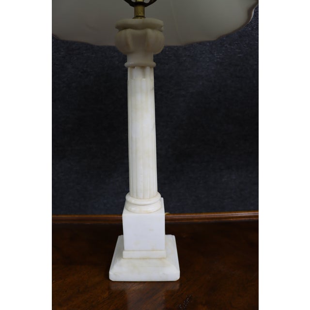 Mid 20th Century Pair of Neoclassical Marble Column Table Lamps For Sale - Image 5 of 5
