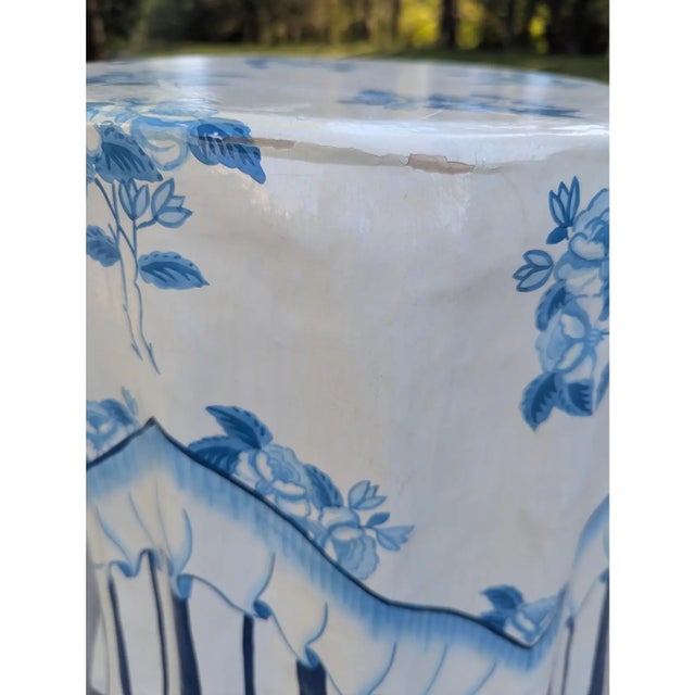 Vintage Trompe Loeil Hand Painted Skirted Side Table For Sale - Image 13 of 17