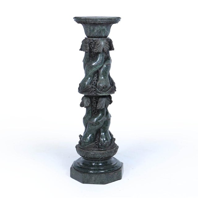 Italian Serpentine Marble Pedestal, 1880s, Set of 4, in Worn conditions. Designed before 1890