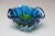 Italian art glass bowl/ashtray in vibrant blue and green with dense footed base, likely Murano (ca. 1970s). Given the...