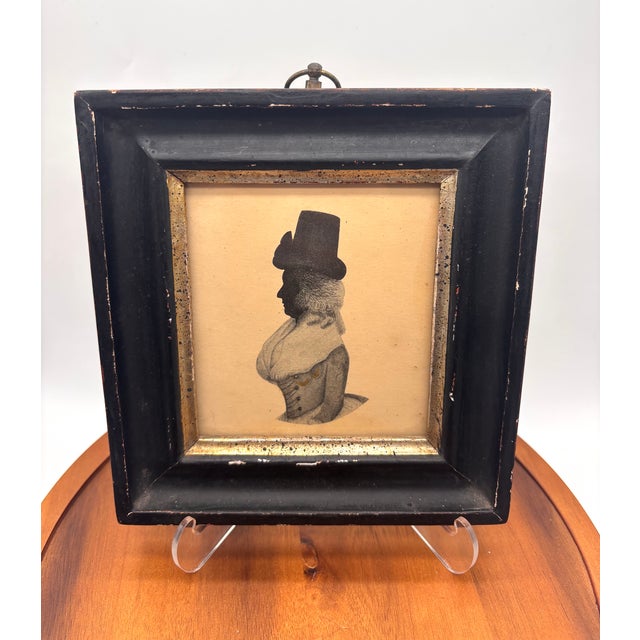 Black 1920s W. Phelps Silhouette Portrait, Woman in Riding Hat, Borghese Frame For Sale - Image 8 of 9