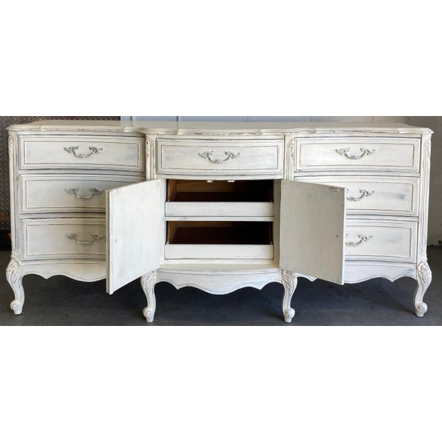 Mid 20th Century French Louis XV Style Provincial Sideboard, French Painted Buffet or Enfilade For Sale - Image 5 of 11