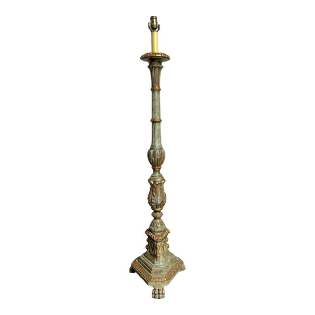 Vintage Regency Sarreid Gilt Tipped Floor Lamp For Sale