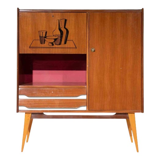 Mid-Century Modern Italian Bar Cabinet For Sale