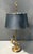 Brass Mid 20th Century Antique-Style Brass Bouillotte Candlestick Lamp With Black Tole Shade Electrical Double Socket on Switch For Sale - Image 8 of 9