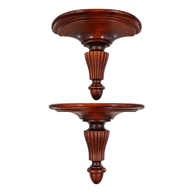 Antique Neoclassical Carved Mahogany Wall Shelves - A Pair For Sale