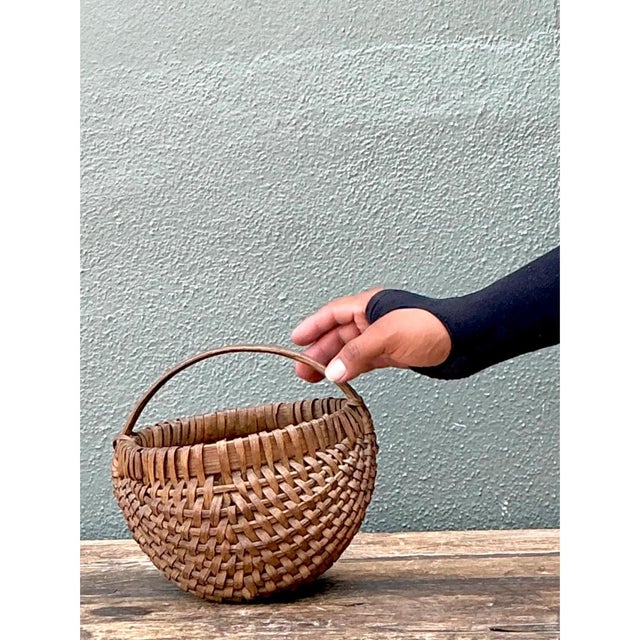 Wood Vintage Shaker Style Woven Basket For Sale - Image 7 of 12
