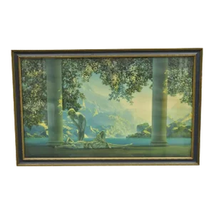 Early 20th Century Antique Maxfield Parrish Framed Lithograph Print "Daybreak" House of Art Ny 5484