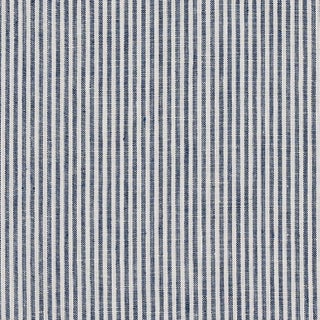 Schumacher Wesley Ticking Stripe Fabric in Indigo For Sale