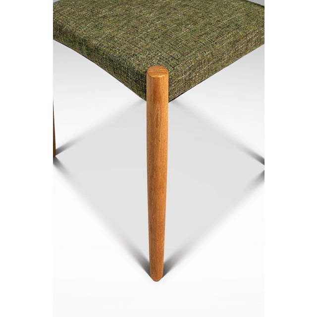 Restored Mid-Century Danish Modern Side / Dining Chair in Oak & Green Tweed Attributed to Poul Volther for Frem Røjle, Denmark, C. 1970s For Sale - Image 16 of 18