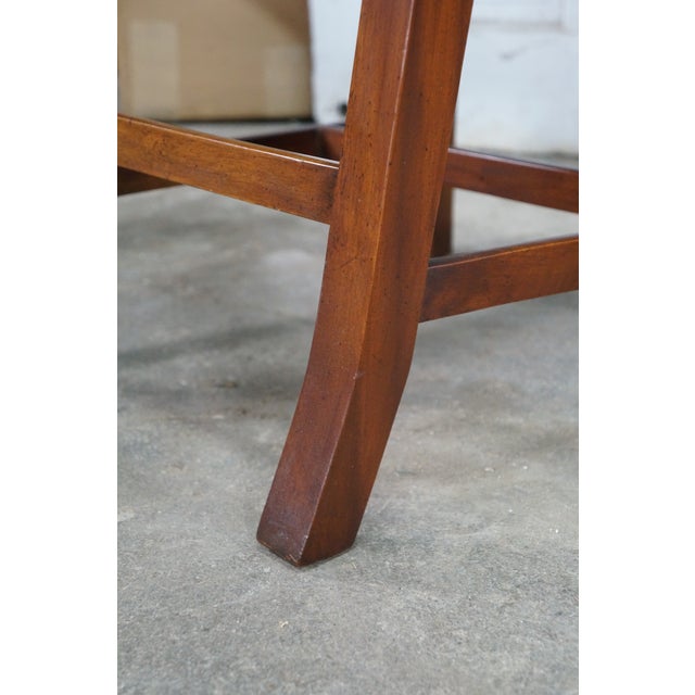 2 Late 20th Century Maitland Smith Chippendale Pierced Mahogany Dining Arm Chairs Silk Seats Pair For Sale - Image 13 of 18