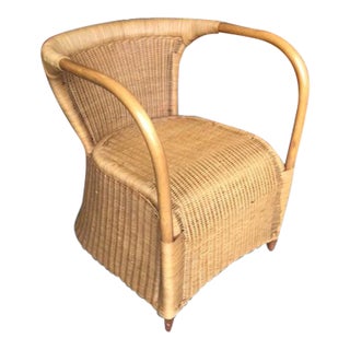 1970s Rattan Lounge Chair For Sale