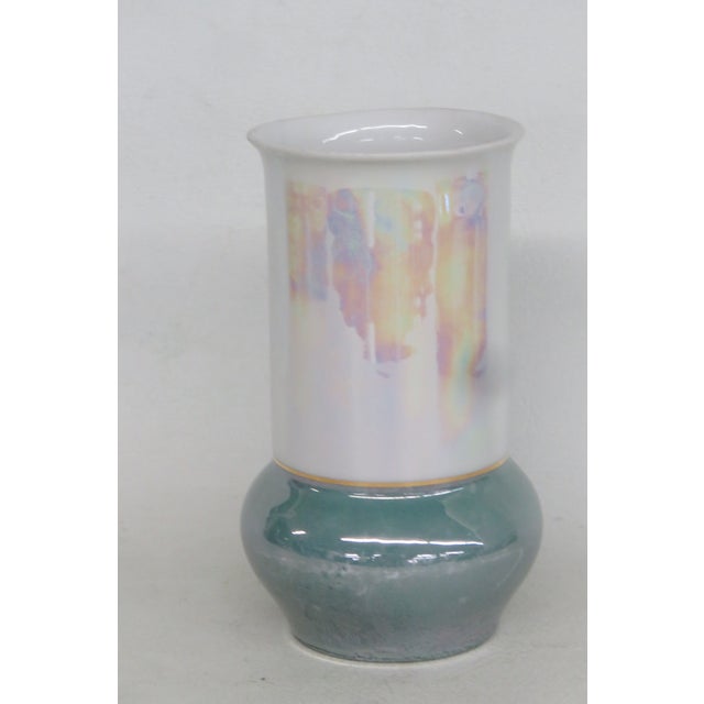Figurative German Lusterware Niagara Falls Decal Bud Vase Ceramic Iridescent Finish 5045b For Sale - Image 3 of 11