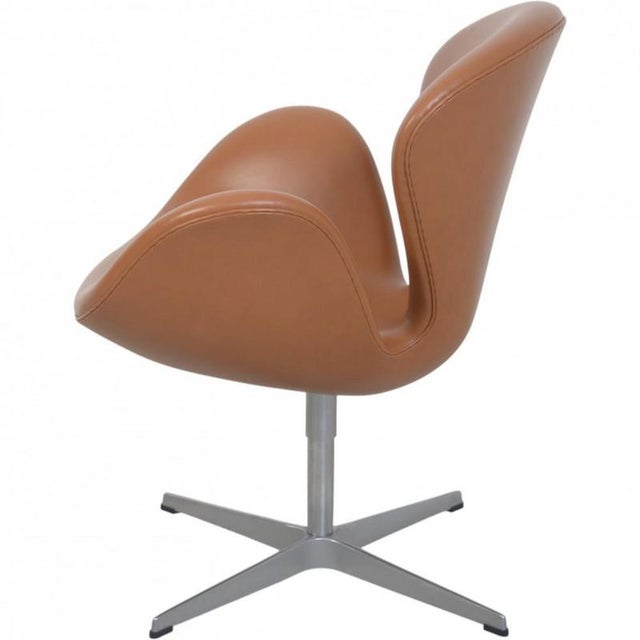 Tall Swan Chair in Cognac Leather by Arne Jacobsen, 2006 For Sale - Image 9 of 14