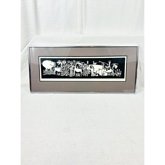 Up for sale is a beautiful vintage panoramic relief print titled "Farm Frolic" (or "Farm Frolics") by renowned...