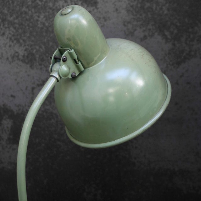 French Bauhaus Green Metal Desk Lamp, 1950s For Sale - Image 4 of 7
