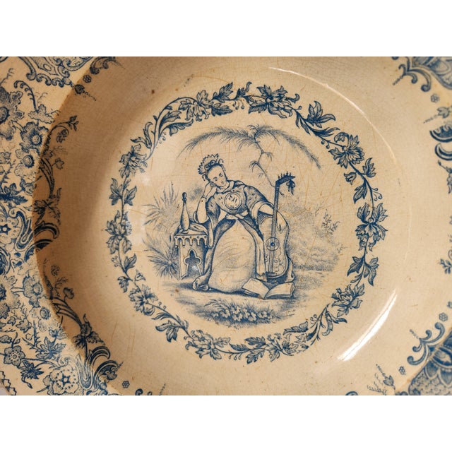 Antique French Hollow Plate from Terre de Fer de Grigny For Sale - Image 3 of 15