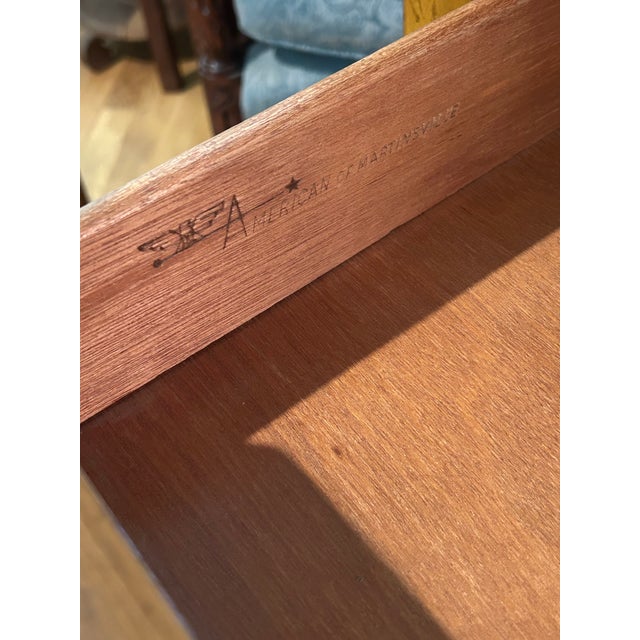 1970’s American of Martinsville Faux Bamboo Chinoiserie Palm Beach Secretary Desk With Display Cabinet For Sale - Image 12 of 12