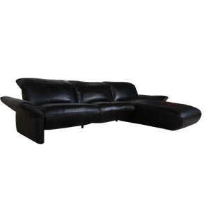 Elena Corner Sofa in Black Leather from Koinor For Sale
