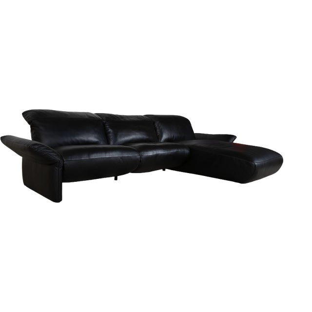 Elena Corner Sofa in Black Leather from Koinor For Sale