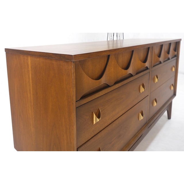 Brown Brasilia Mid Century Modern Walnut 6 Drawer Long Credenza Dresser For Sale - Image 8 of 12