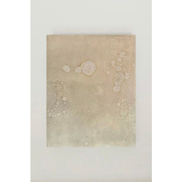 Large Abstract Beige Painting by Tina Shenk, created using a mixed media technique with oil and acrylic paint. The artwork...