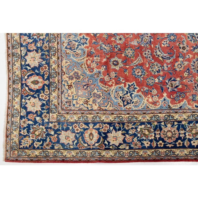 Red Vintage Persian Isfahan Red Wool Rug With Rosette Motif For Sale - Image 8 of 10