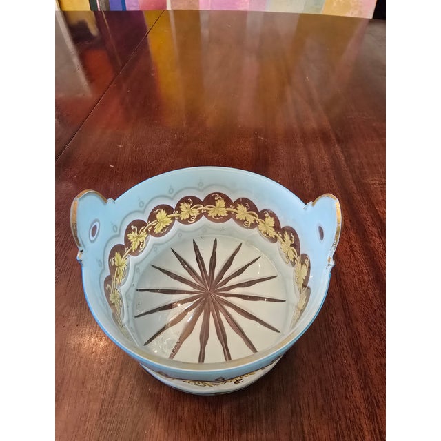 Baby Blue Antique Bohemian Glass Moser Overlay Ice Bucket For Sale - Image 8 of 8