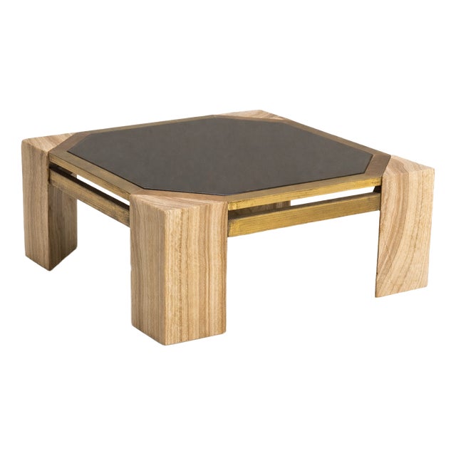 Stone and Brass Coffee Table, Italy, 1970s For Sale