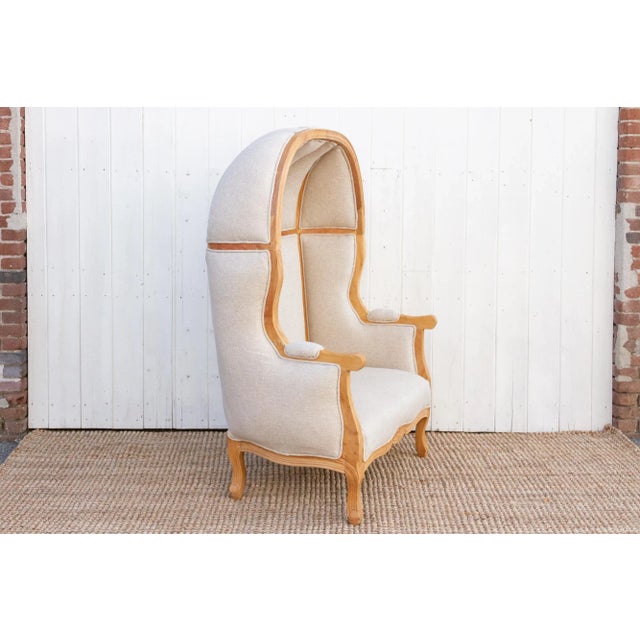 Wood Large Carved Wood Upholstered Canopy Club Chair For Sale - Image 7 of 9