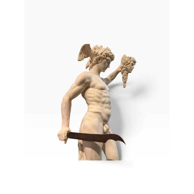 Alabaster Mid-Century Italian Alabaster Replica of Cellini’s Perseus and Medusa Sculpture by A. Santini For Sale - Image 8 of 10