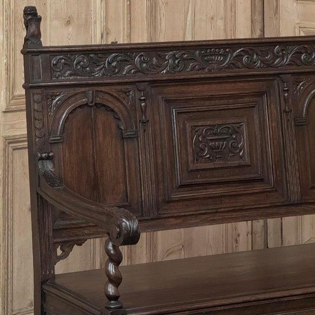 A 19th Century Dutch Carved Oak Renaissance Revival Hall Bench For Sale In Dallas - Image 6 of 18