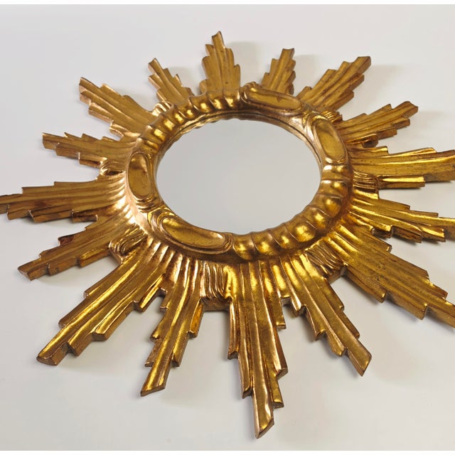 Gold Large Vintage Wall Mirror in Sunburst Finish, 1960s For Sale - Image 8 of 11