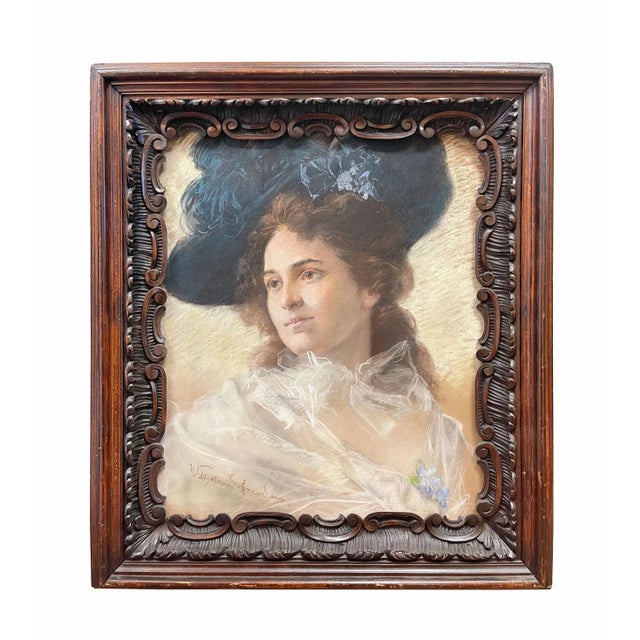 19th Century Wilhelm Heinrich Schneider Pastel Painting For Sale - Image 5 of 9