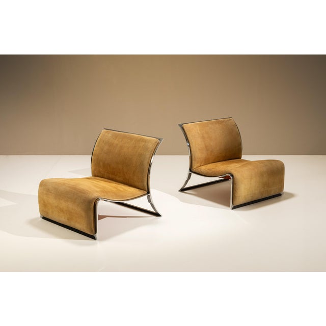 Mid-Century Modern Nubuck Leather Lounge Chairs by Vittorio Introini for Saporiti, Italy, 1960, Set of 2 For Sale - Image 3 of 15