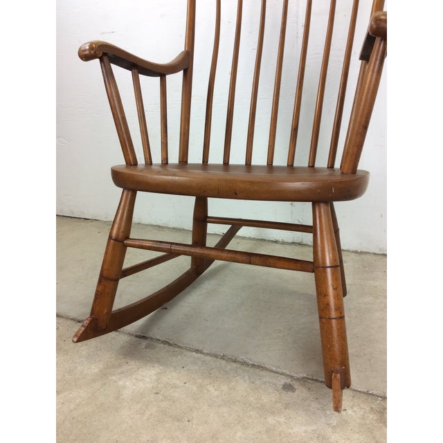 Mid Century Modern Maple Rocking Chair With Spindle Back For Sale - Image 11 of 12