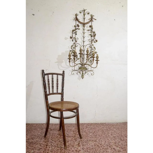 Applique Wall Wall Wall Lamp Wrought with Flower and Golden Flower Decors And Copper Ribbons And 6 Lights Lamps...