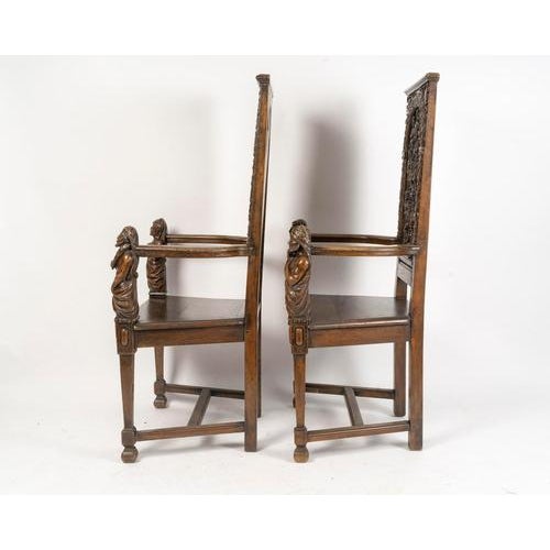 19th Century Neo-Renaissance Armchairs, 1860s For Sale - Image 9 of 10