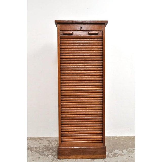 Antique Roller Door Cabinet in Oak, 1900s For Sale - Image 6 of 13