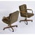 Set of 3 Stoneville Brown Gold and Oak Swivel Armchairs on Casters For Sale - Image 11 of 17