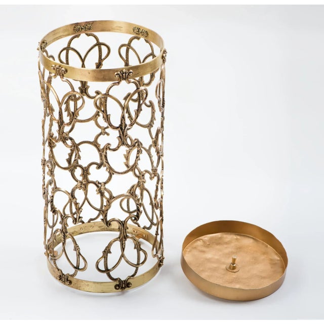Hollywood Regency 1970s Brass Umbrella Stand For Sale - Image 3 of 9
