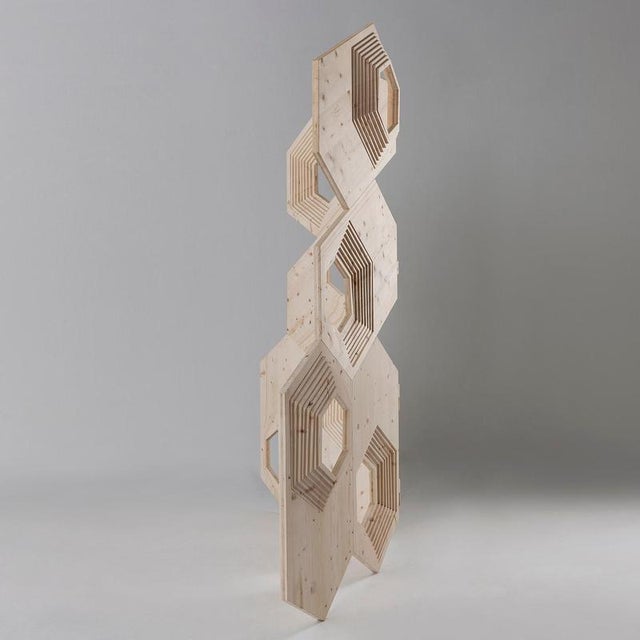 Not Yet Made - Made To Order Cortina Screen 2 Decorative Sculpture in Fir Wood by Sebastiano Bottos For Sale - Image 5 of 8
