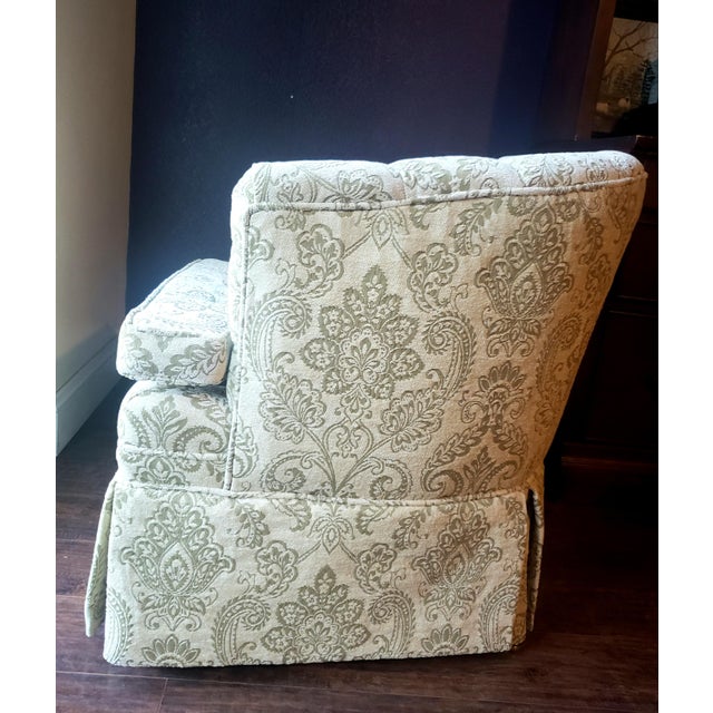 Wood Mid Century Modern Barrel Back Tufted Lounge Chair For Sale - Image 7 of 8
